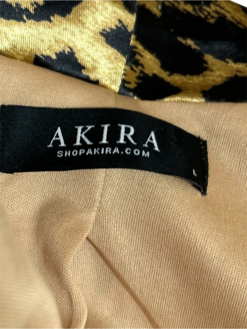 AKIRA Classic Gold and Black Leopard Print Blazer soft padded shoulders Large - Picture 5 of 15